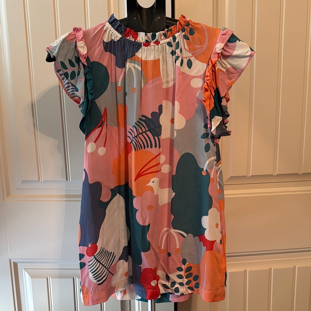 First Love Multicolor Floral Ruffle Sleeve Top